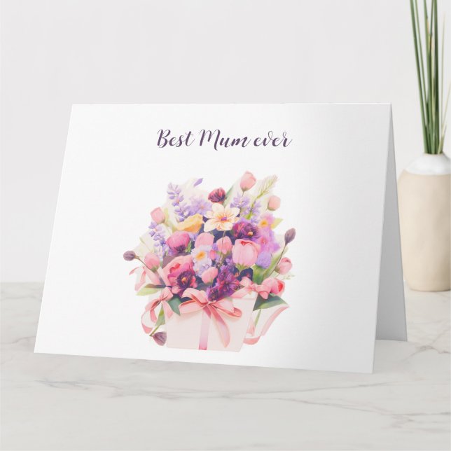 Cartão Belo buquê de flores Dia das Mães (Frente)