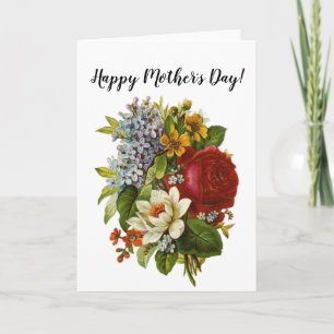 Cartão Belo Buquê Romântico de Verão com Rosa vermelha