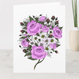 Cartão Belo Buquê Rosa Rosa
