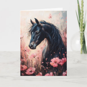 Cartão Belo Cavalo Blush Flores Rosa