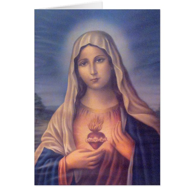 Cartão Belo Coração Religioso Sagrado da Virgem Maria (Frente)
