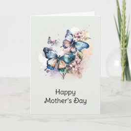 Cartão Belo Dia de as mães de borboletas e flores