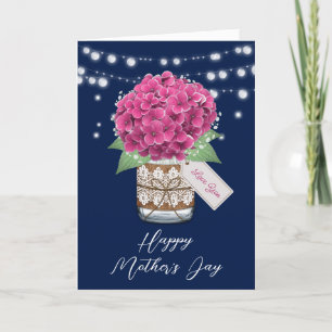 Cartão Belo Dia de as mães Rosa Hydrangea Russo