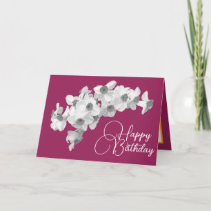 Cartão Belo e Bonito Buquê Daffodils Branco Aniversário