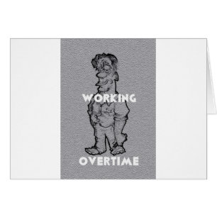 Cartão Belo Esboço do Lápis: Trabalhando Horas Extraordin