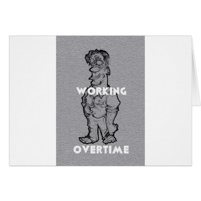 Cartão Belo Esboço do Lápis: Trabalhando Horas Extraordin (Frente Horizontal)