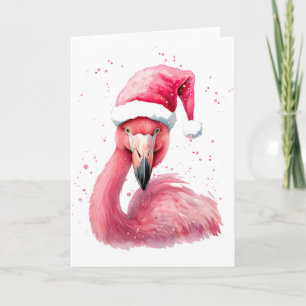 Cartão Belo flamingo santa Chapéu Feliz tropical Natal
