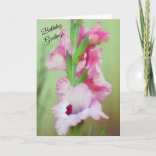 Cartão Belo Flor Rosa Floral Gladiolus Aniversário