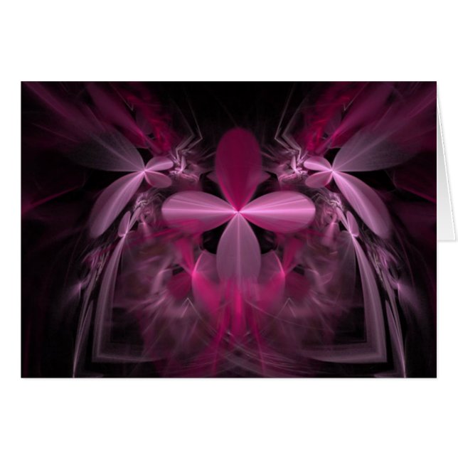 Cartão Belo Flor Rosa Fractal (Frente Horizontal)