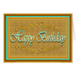 Cartão Belo ouro marrom em texto azul verde aniversário