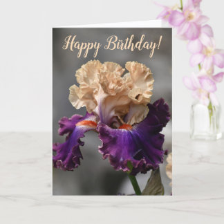 Cartão Belo Pêssego e Iris Roxo Aniversário