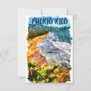 Cartão Belo Porto Rico Watercolor Beach