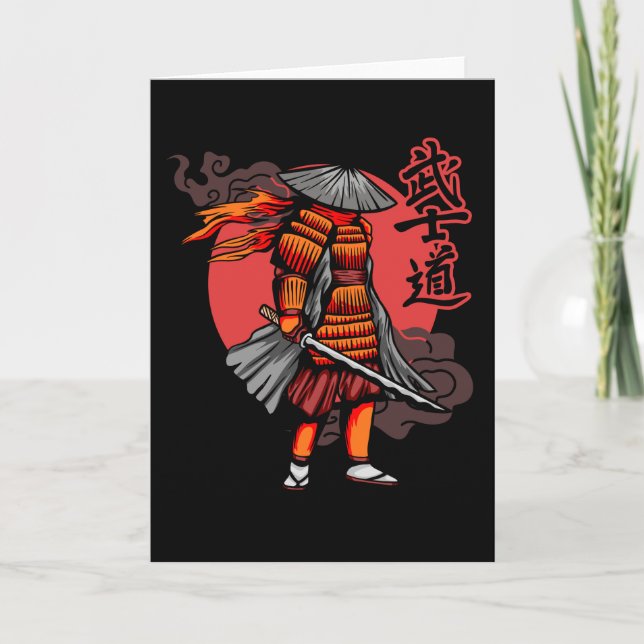 Cartão Belo Retro Samurai - Samurai segurando Katana (Frente)