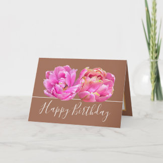 Cartão Belo Tulipa Rosa Bonito Buquê Floral Aniversário