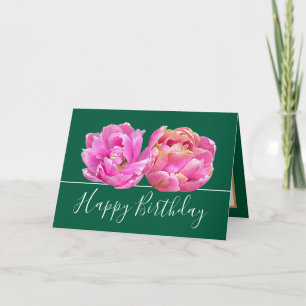 Cartão Belo Tulipa Rosa Bonito Buquê Floral Aniversário