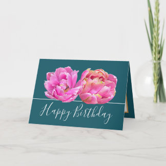 Cartão Belo Tulipa Rosa Bonito Buquê Floral Aniversário