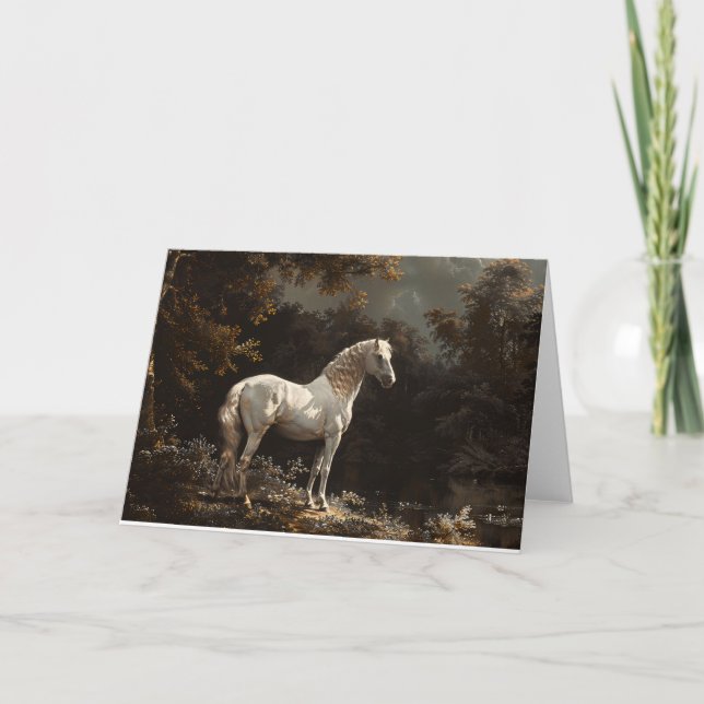 Cartão Belo Vazio de pintura a óleo de cavalo branco (Frente)
