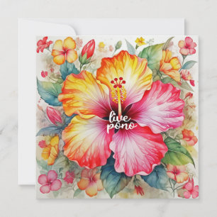 Cartão Belo vibrante design de flor de hibisco LIVE PONO