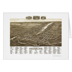 Cartão Beloit, mapa panorâmico dos WI - 1890