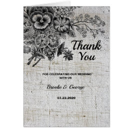 Cartão Belos Flores de Cinza/PretoCartões de agradeciment