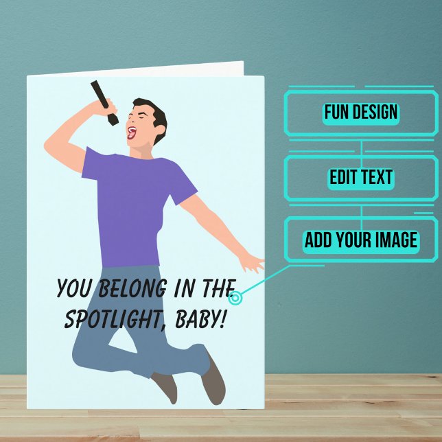 Cartão Belt Out a Note Singer Birthday (This funny card is specifically for that person in your life who loves the spotlight.)