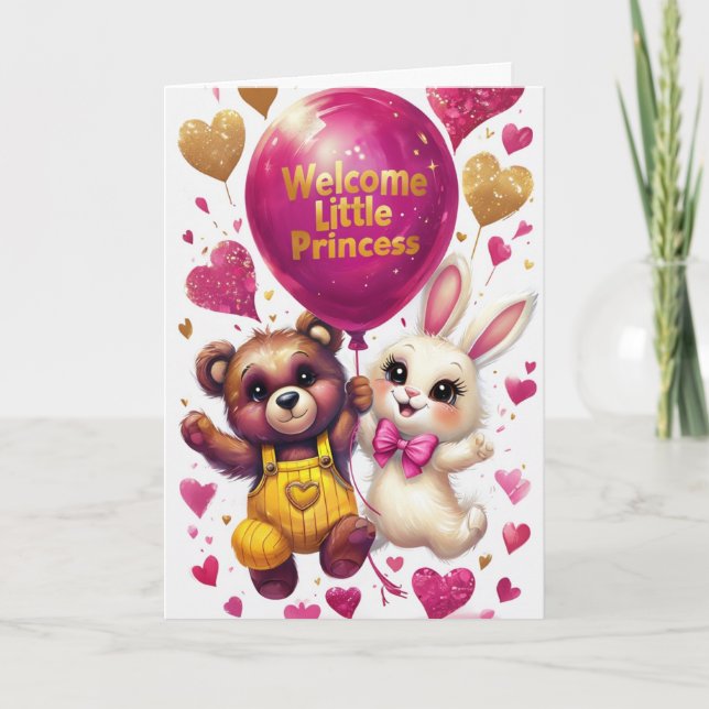 Cartão Bem-vinda a Princesa Pequena (Frente)