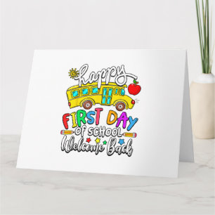 Cartão Bem-Vindo À Escola Feliz Barramento De Professores