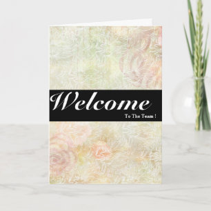 Cartão Bem-Vindo À Placa De Crachá Azul Mínima Da Equipe