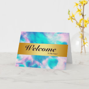 Cartão Bem-Vindo À Placa Dourada Mínima Da Equipe