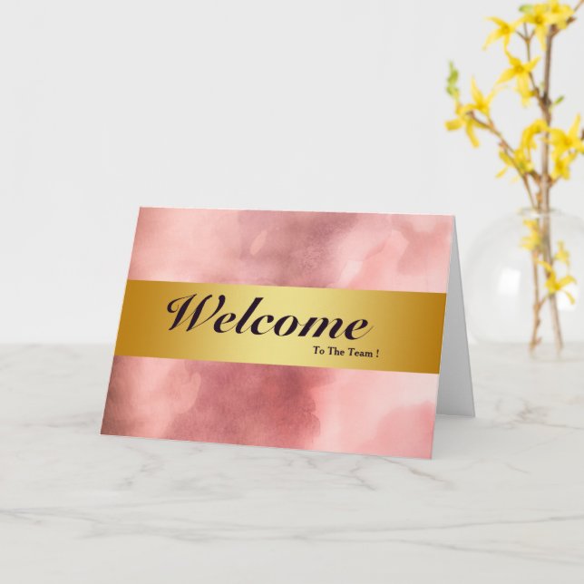 Cartão Bem-Vindo À Placa Dourada Mínima Da Equipe (Flor Amarela)