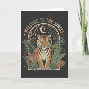 Cartão Bem-vindo à Selva Vintage Tiger Retro Boho