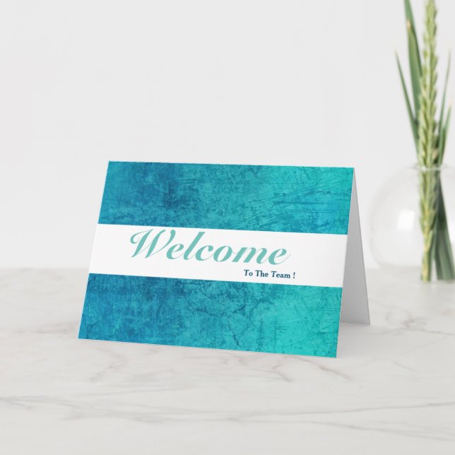 Cartão Bem-Vindo Ao Crachá Azul Mínimo Da Equipe (Frente)