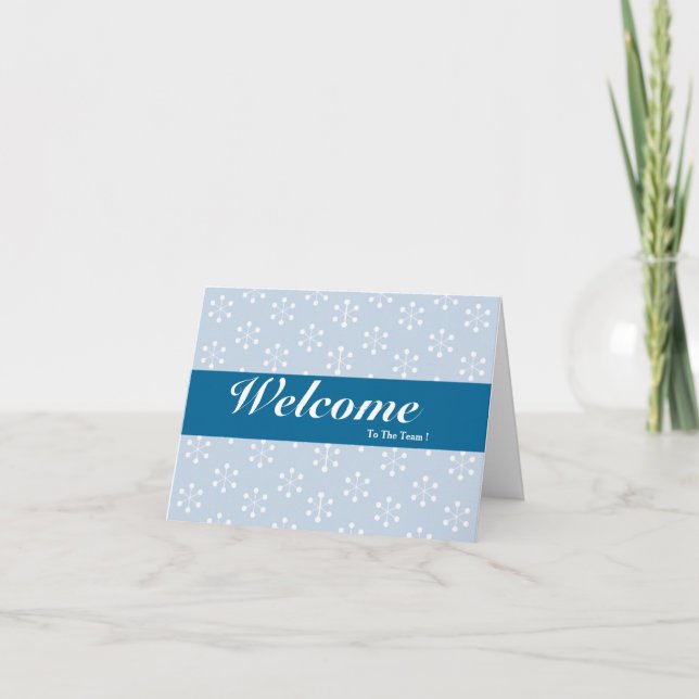 Cartão Bem-Vindo Ao Crachá Azul Mínimo Da Equipe (Frente)