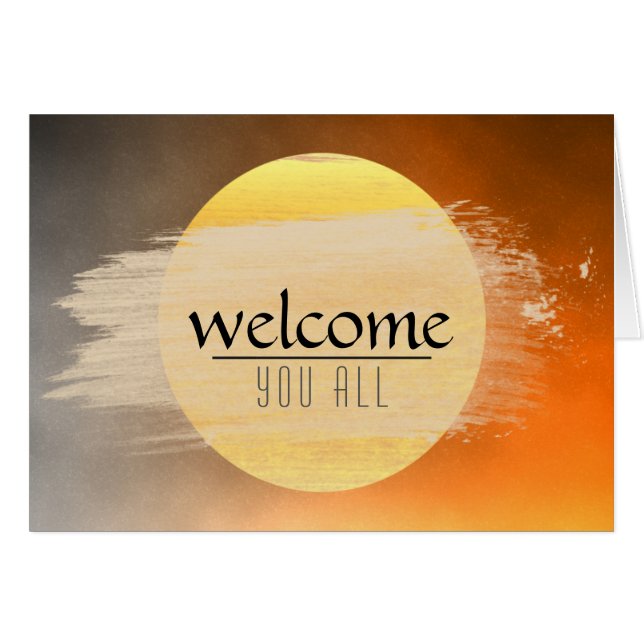 Cartão Bem-vindos Lua Sunset com Nuvens Negras de Aquarel (Frente Horizontal)