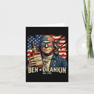 Cartão Ben Drankin Antigo Engraçado Ben Bebendo no 4 de J