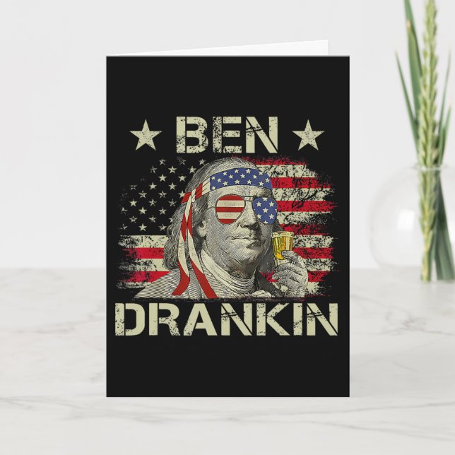 Cartão Ben Drankin Benjamin Franklin 4 De Julho Divertido (Frente)