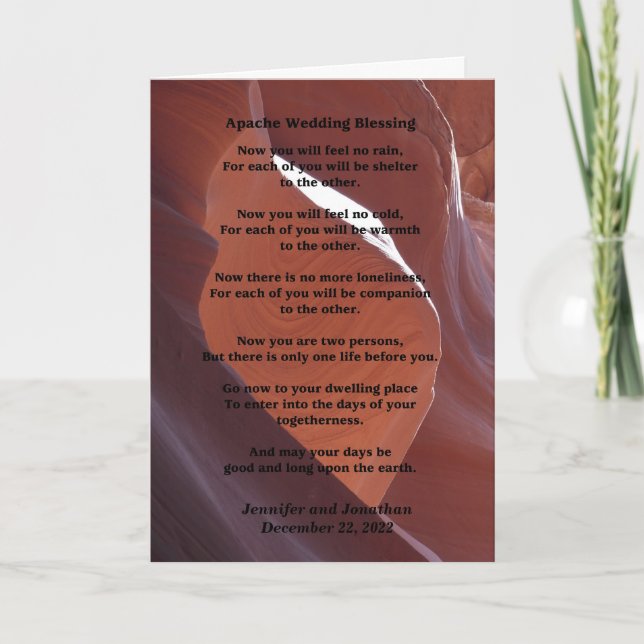 Cartão Bênção de Apache de Casamento Sinta Sem Chuva Dent (Frente)