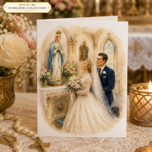 Cartão Bênção de Casamento Católico Altar da Mãe Abençoad