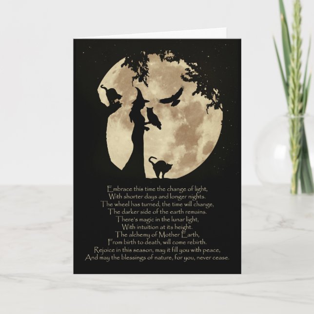 Cartão Bênção de Mabon do Equinócio de Outono com Bruxa (Frente)