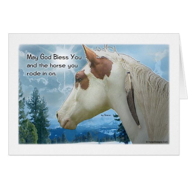 Cartão Bênção do Cavalo do Chapéu Medicina (Frente Horizontal)