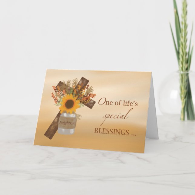 Cartão Bênção Religiosa ao Vizinho no Ação de Graças (Frente)