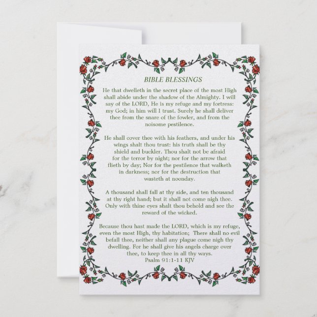 Cartão Bênçãos à Bíblia do Salm 91 (Frente)