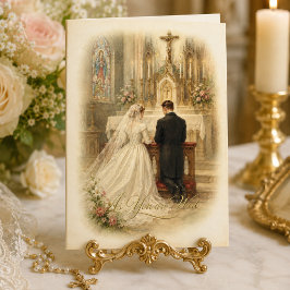 Cartão Bênçãos Católicas de Casamento Noiva e Noivo