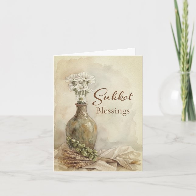 Cartão Bênçãos da Colheita de Sucot (Frente)