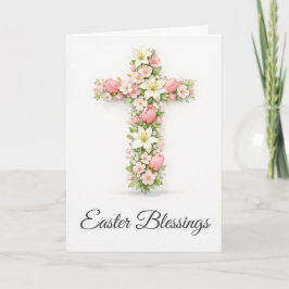 Cartão Bênçãos da Páscoa Cruz Floral Cristã Páscoa