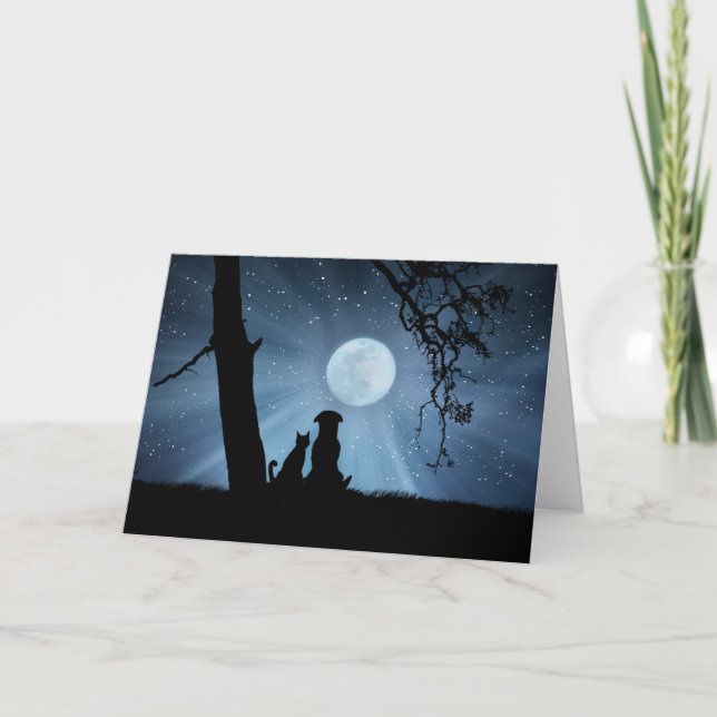 Cartão Bênçãos de Cachorro e Gato no Solstício de Inverno (Frente)