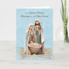 Cartão Bênçãos de Natal do Padre Cena de Natividade