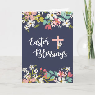 Cartão Bênçãos de páscoa das flores de Cristo risen n