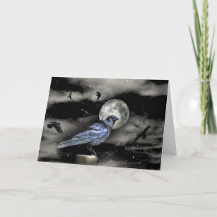 Cartão Bênçãos de solstício de inverno em corvos ou corvo
