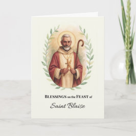 Cartão Bênçãos do Dia de Festa de São Brás Aquarela Coroa